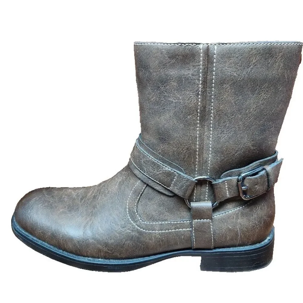 RW by Robert Wayne Conroy 207 Motorcycle Boots Men’s 10D Brown Leather Side Zip